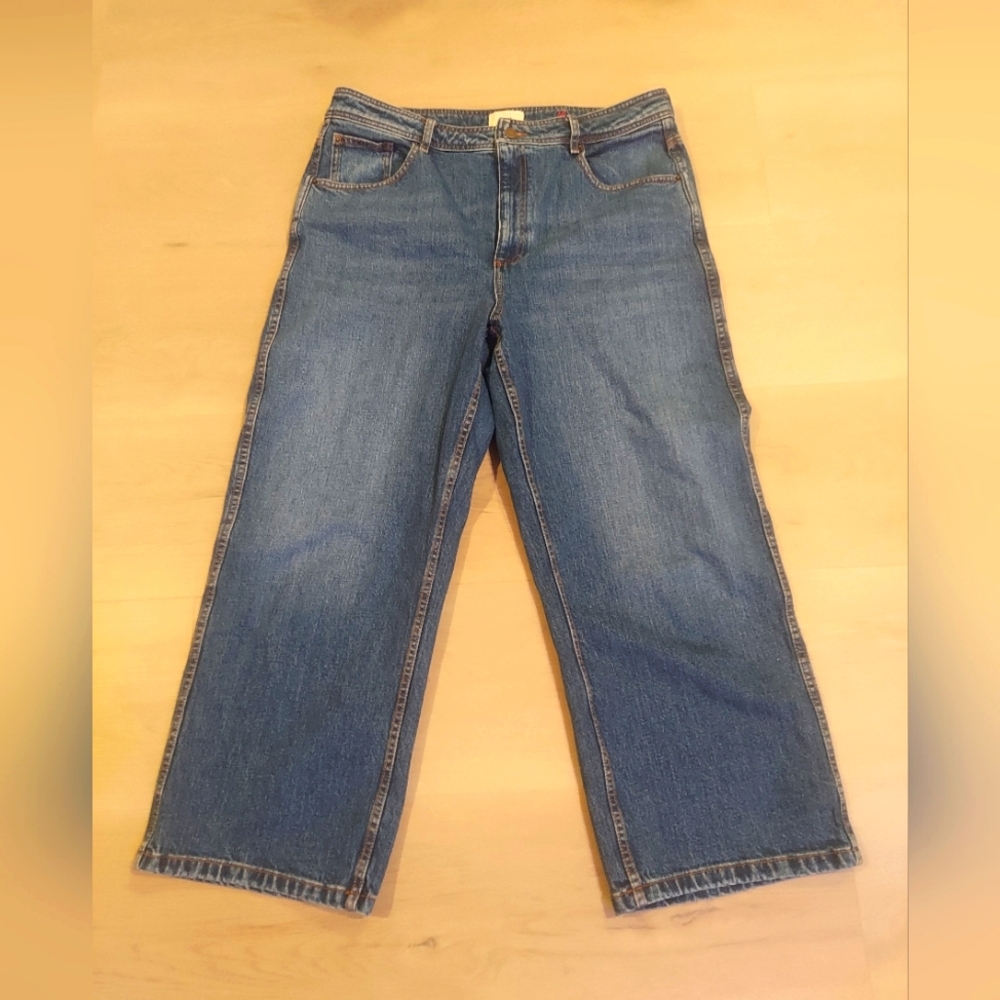Sezane Blue Cropped Straight-Leg Jeans